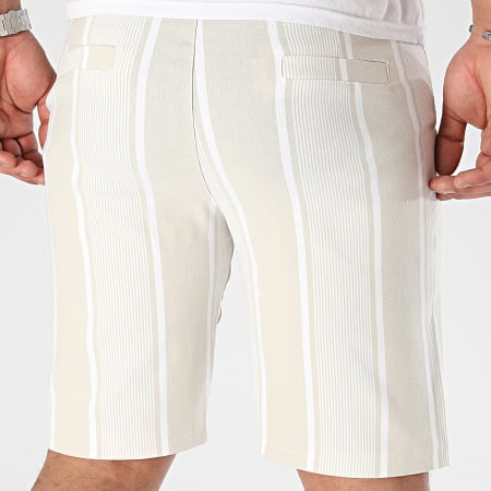Frilivin - Pantaloncini Chino beige a righe bianche