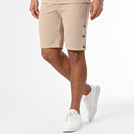 Frilivin - Conjunto de camiseta camel y pantalón corto de jogging