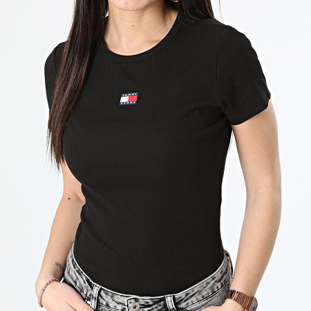 Tommy Jeans - Camiseta de mujer Slim Tee Badge 7881 Negro