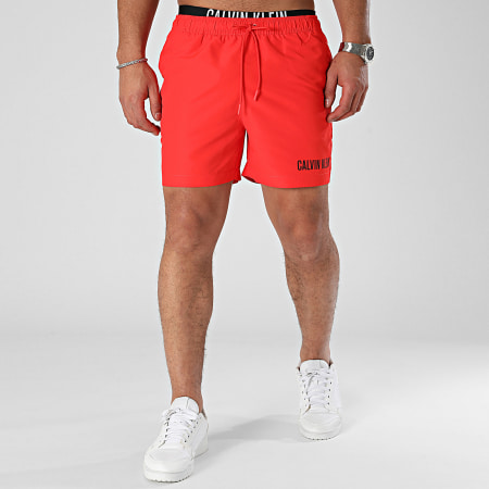 Calvin Klein - Shorts de baño Medium Double WB 0992 Rojo