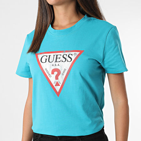 Guess - Camiseta de mujer W2BI69-K8FQ1 Azul claro