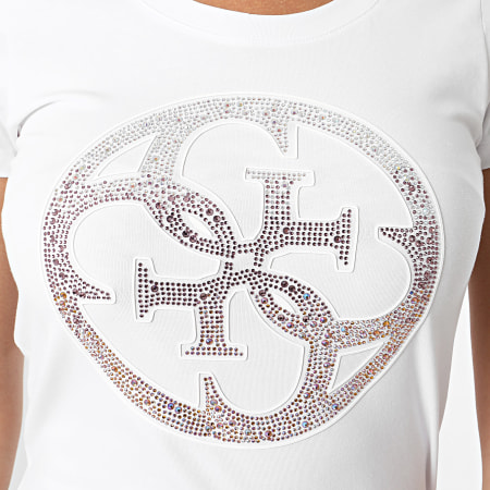 Guess - Tee Shirt A Strass Slim Femme W4GI29-J1314 Blanc
