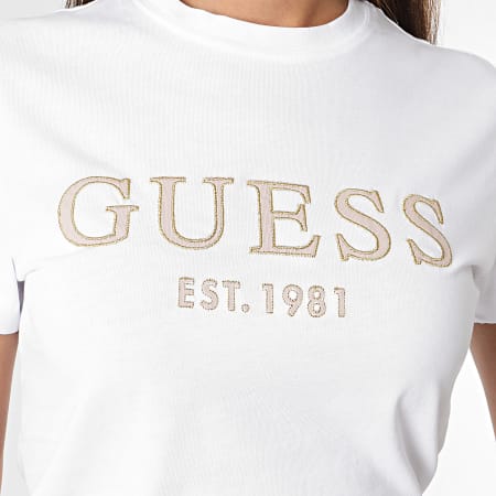 Guess - Tee Shirt Femme V4GI01-I3Z14 Blanc Doré