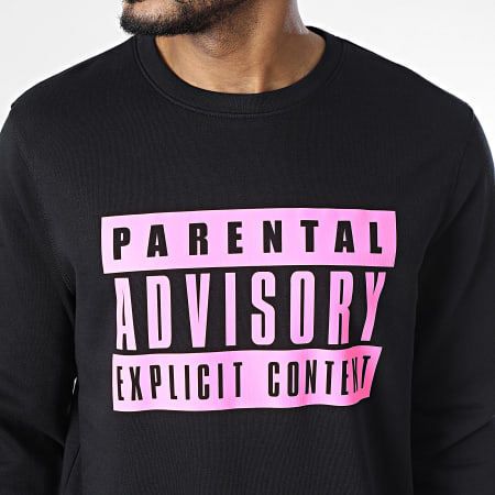 Parental Advisory - Sweat Crewneck Black Pink Noir Rose Fluo
