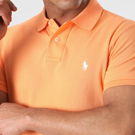 Polo Ralph Lauren - Polo Manches Courtes Slim Coton Piqué Orange