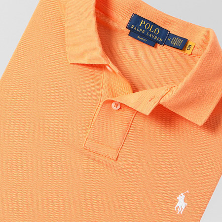 Polo Ralph Lauren - Polo Manches Courtes Slim Coton Piqué Orange