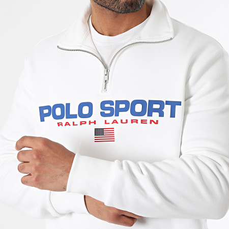 Polo Sport Ralph Lauren - Sport Logo Zip Collo Alto Felpa Bianco
