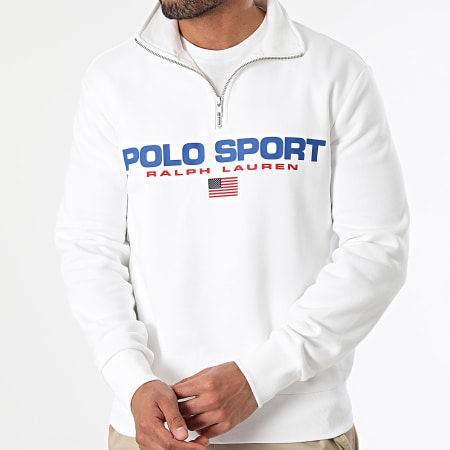 Polo Sport Ralph Lauren - Sport Logo Zip Collo Alto Felpa Bianco