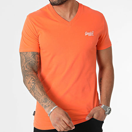 Superdry - Camiseta con logo Essential de cuello en V M1011170A Naranja