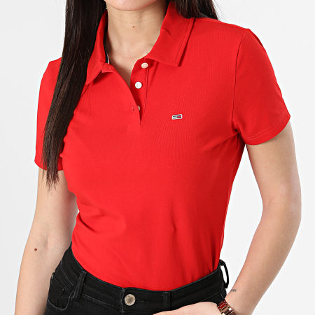 Tommy Jeans - Polo Manches Courtes Slim Femme Essential 7220 Rouge