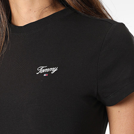 Tommy Jeans - Mujeres Script SS Bodycon Tee Shirt Dress 7926 Negro