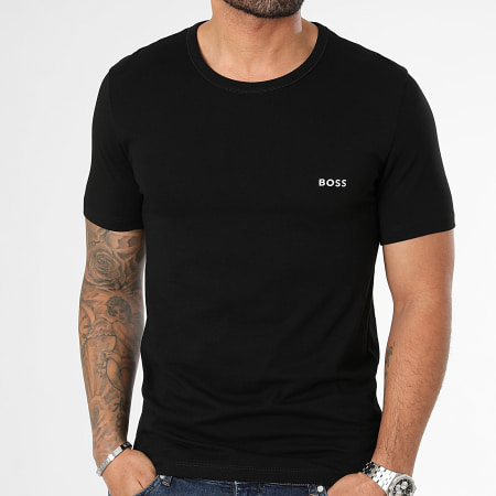 BOSS - Lote de 3 camisetas 50514977 Blanco Negro Rojo Ladrillo
