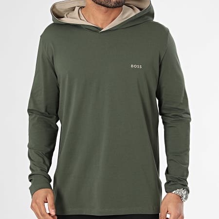 BOSS - Camiseta con capucha de manga larga Mix And Match 50515306 verde caqui