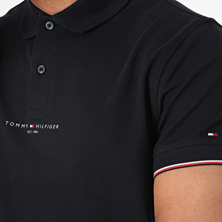 Tommy Hilfiger - Polo a manica corta regular fit con logo e punta 4841 Navy