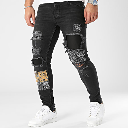2Y Premium - Jeans skinny con bandana nera