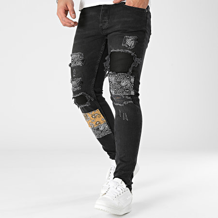 2Y Premium - Jeans skinny con bandana nera