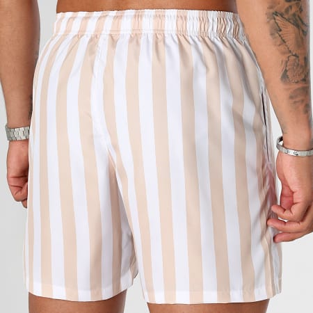LBO - Shorts de baño a rayas 0321 Beige Blanco