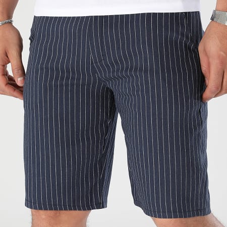 LBO - 0669 Pantalones cortos chinos a rayas azul marino