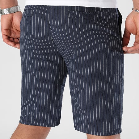 LBO - 0669 Pantalones cortos chinos a rayas azul marino