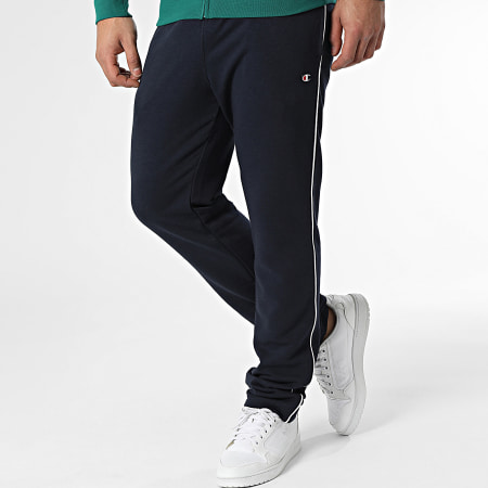Champion - Set di pantaloni da jogging e felpa con zip blu navy e verde bottiglia 219942