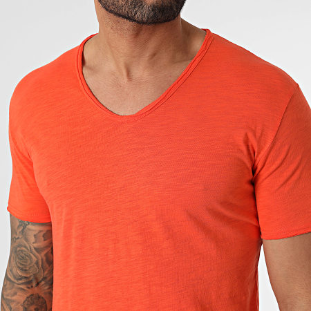 MTX - Tee Shirt Col V Orange Chiné