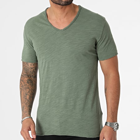 MTX - Camiseta cuello pico Verde caqui jaspeado