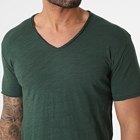 MTX - Camiseta cuello pico verde botella jaspeada