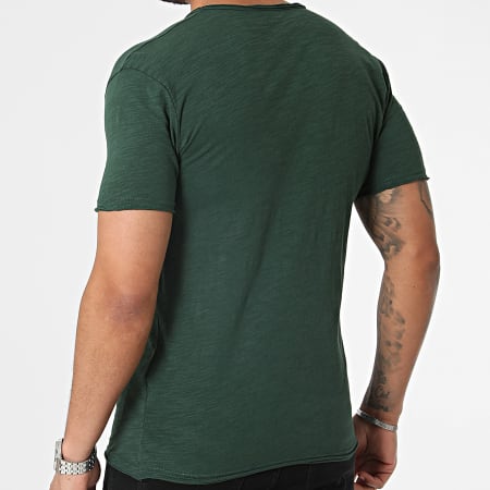 MTX - Tee Shirt Col V Vert Bouteille Chiné