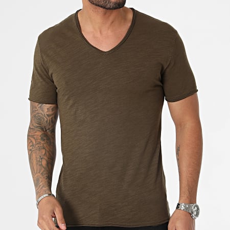 MTX - Camiseta cuello pico verde oscuro
