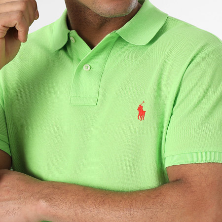 Polo Ralph Lauren - Polo manica corta Slim in cotone piqué verde chiaro