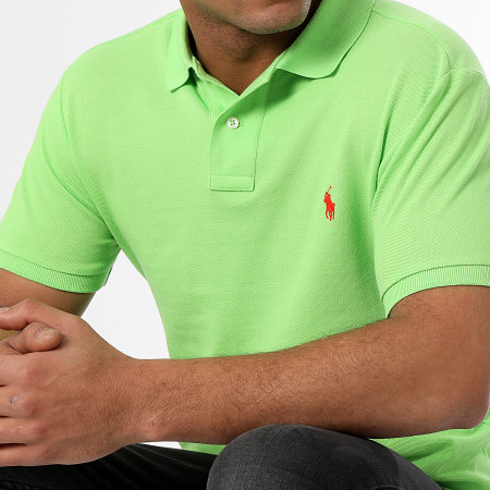 Polo Ralph Lauren - Polo manica corta Slim in cotone piqué verde chiaro