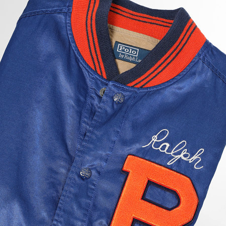 Veste Teddy Logo Embroidery Bleu Roi Orange