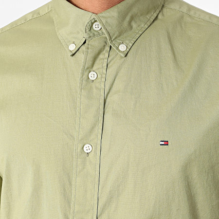 Tommy Hilfiger - Camisa de manga larga Flex Poplin 0934 Verde caqui