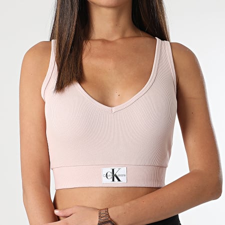 Calvin Klein - Camiseta de tirantes con cuello en V para mujer 3356 Rosa