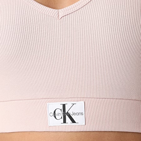 Calvin Klein - Débardeur Col V Crop Femme 3356 Rose