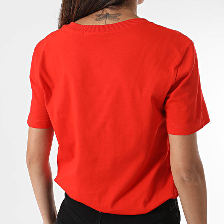 Calvin Klein - Tee Shirt Col V Femme 2560 Rouge
