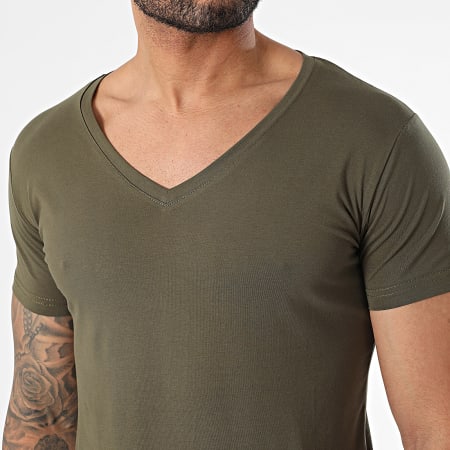 MTX - T-shirt con scollo a V Verde kaki