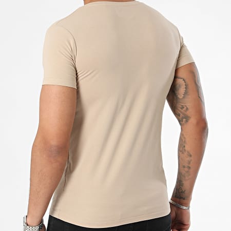 MTX - T-shirt beige con scollo a V