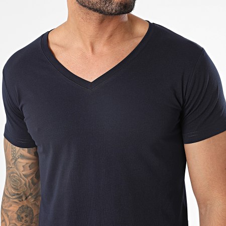 MTX - Camiseta azul marino con cuello de pico