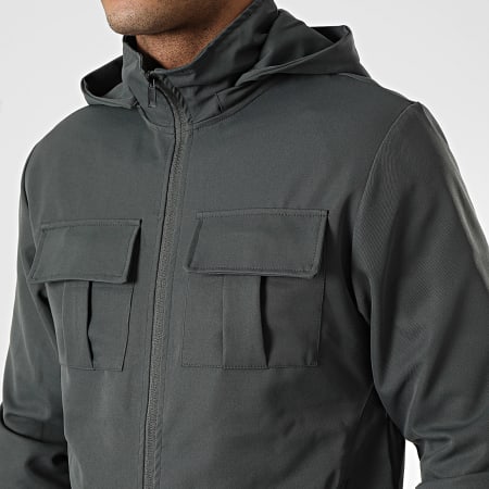 MTX - Conjunto de chaqueta con capucha y cremallera y pantalón cargo verde
