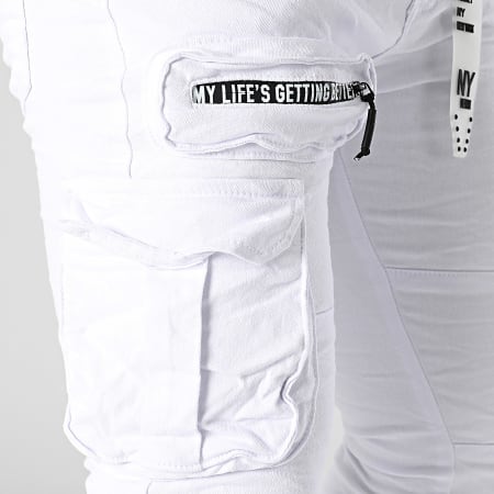 MTX - Pantalón cargo vaquero blanco