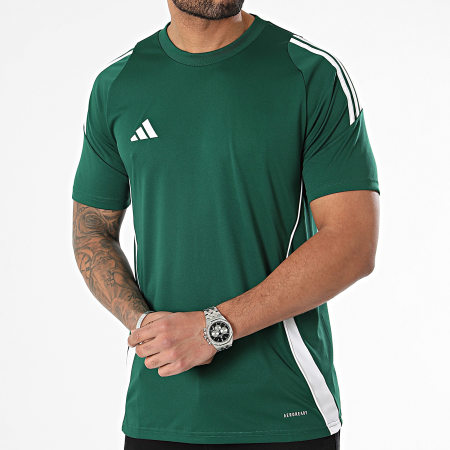 Adidas Performance - Camiseta A Rayas TIRO24 IS1017 Verde Oscuro Blanca