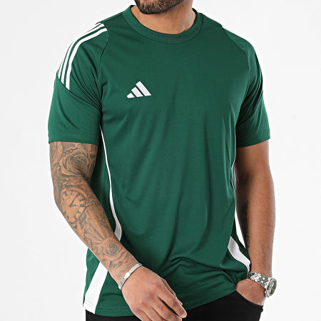Adidas Performance - Camiseta A Rayas TIRO24 IS1017 Verde Oscuro Blanca