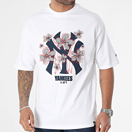 New Era - Tee Shirt New York Yankees Blanc Bleu Marine Gris Rouge Floral