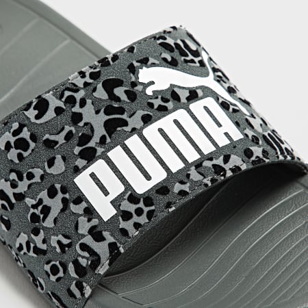 Puma - Chanclas Mujer Popcat 20 395422 Mineral Grey Stormy Black Leopard