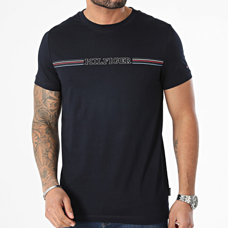 Tommy Hilfiger - Camiseta a rayas en el pecho 4428 Azul Marino