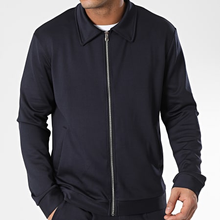 Aarhon - Conjunto de chaqueta y pantalón azul marino con cremallera
