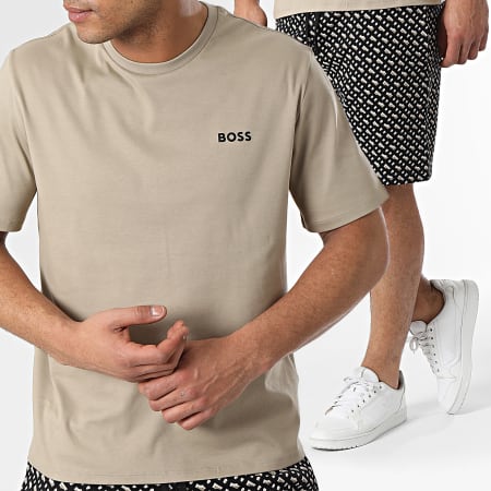 BOSS - Conjunto de camiseta relax y pantalón corto de jogging 50515569 Taupe Black