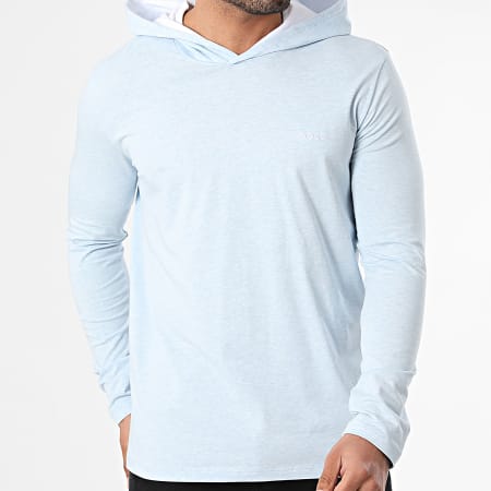 BOSS - Camiseta manga larga con capucha Mix And Match 50515306 Azul claro jaspeado