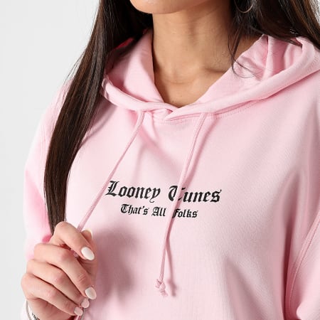 Looney Tunes - Sudadera con capucha Tweety Graffiti para mujer en blanco y negro y rosa